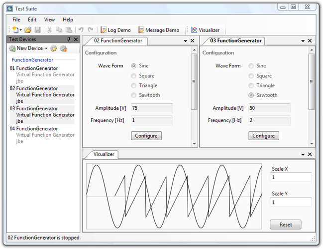 Figure 12: A screenshot of the Test Suite with the TestDevice.Manager.